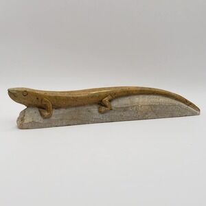 Artisan Hand Carved Lizard Soapstone Sculpture Paperweight